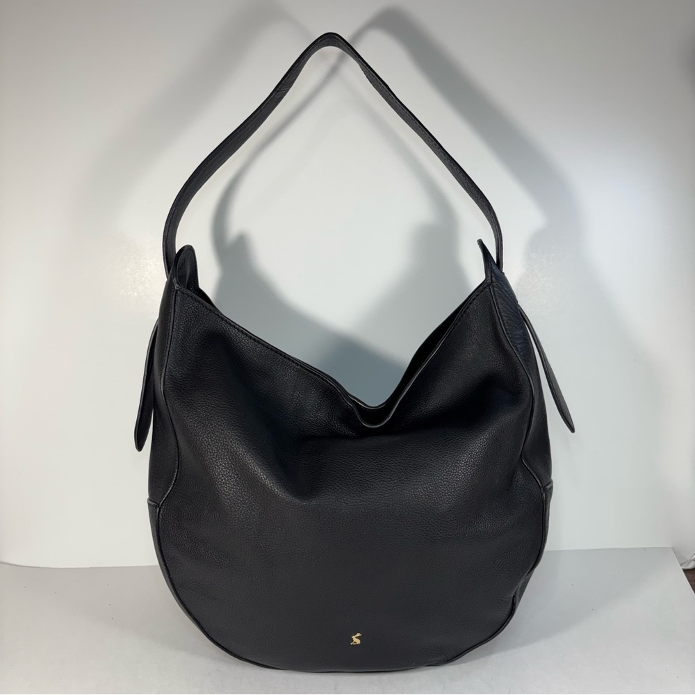 Joules Real Leather Hobo Slouchy Shoulder Bag Black Large Handbag